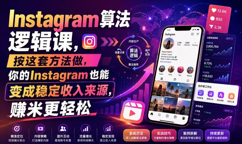 Instagram算法逻辑课，按这套方法做，你的Instagram也能变成稳定收入来源，賺米更轻松【原创双语字幕】祝你网--专注互联网创业.信息差副业研究拒绝割韭菜祝你网