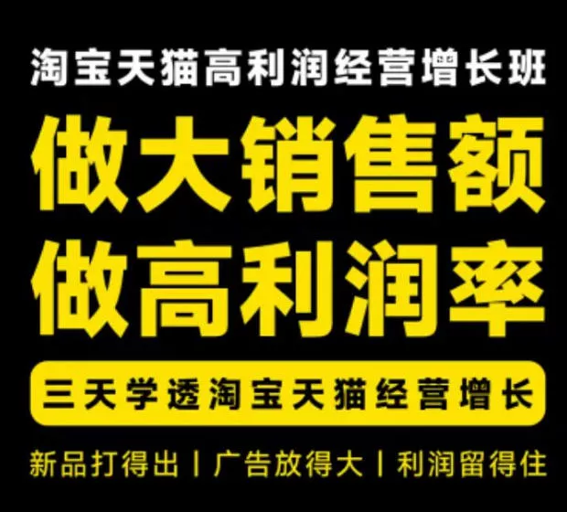 天猫淘宝高利润经营增长班杭州线下课31期8月22-24日,做大销售额做高利润率,三天学透淘宝天猫经营增长祝你网--专注互联网创业.信息差副业研究拒绝割韭菜祝你网