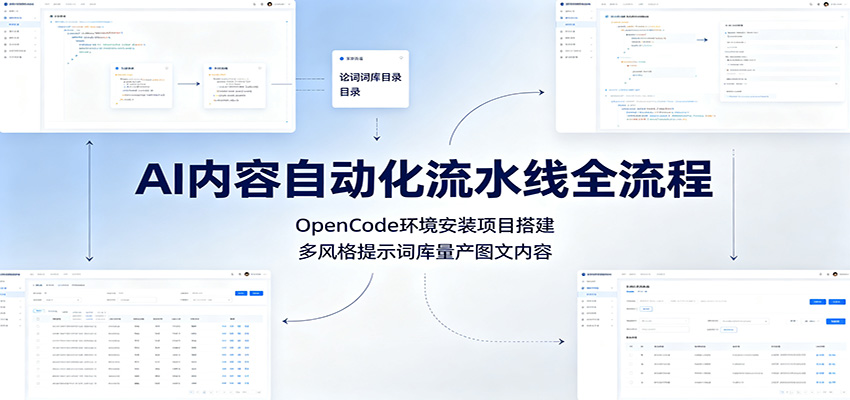 AI内容自动化流水线全流程:OpenCode环境安装项目搭建,多风格提示词库量产图文内容祝你网--专注互联网创业.信息差副业研究拒绝割韭菜祝你网