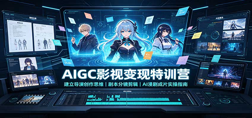 59d9ca91ffdb7f98eb871658bd3e29b3.jpeg AIGC影视变现特训营:建立导演创作思维,剧本分镜剪辑,AI漫剧成片实操指南