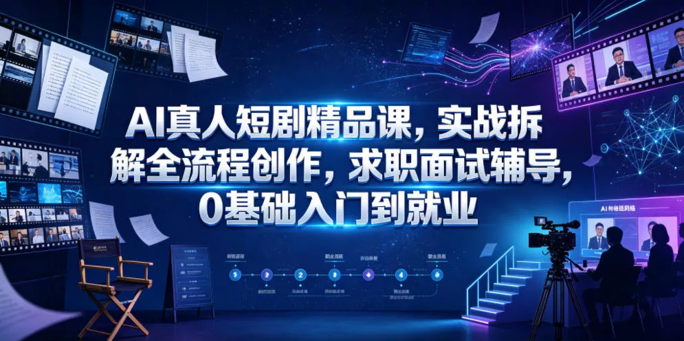 AI真人短剧精品课,实战拆解全流程创作,求职面试辅导,0基础入门到就业祝你网--专注互联网创业.信息差副业研究拒绝割韭菜祝你网