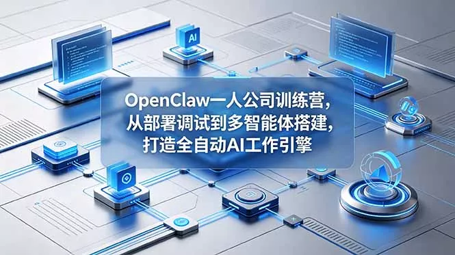 OpenClaw 一人公司训练营,从部署调试到多智能体搭建,打造全自动 AI 工作引擎祝你网--专注互联网创业.信息差副业研究拒绝割韭菜祝你网
