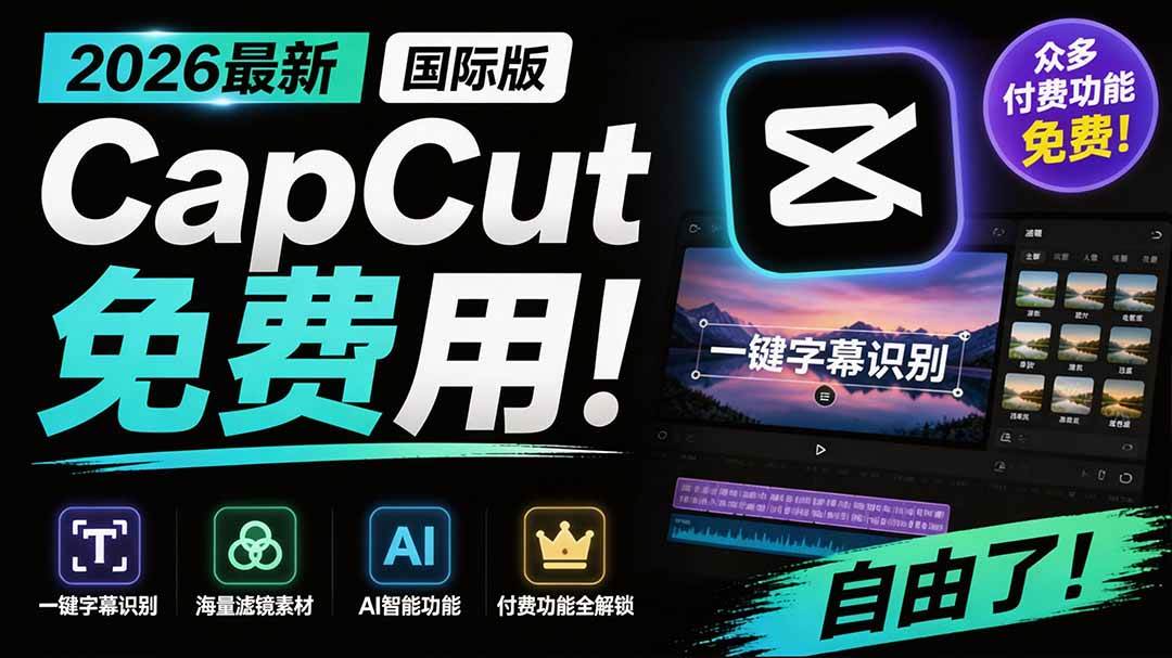 （19621期）2026最新国际版剪映！CapCut 众多付费功能免费用，一键字幕识别 / 滤镜素材 / AI智能功能自由了 CapCut祝你网--专注互联网创业.信息差副业研究拒绝割韭菜祝你网