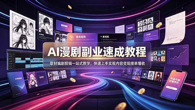 (19157期)AI漫剧副业速成教程,取材编剧剪辑一站式教学;快速上手实现内容变现接单增收祝你网--专注互联网创业.信息差副业研究拒绝割韭菜祝你网