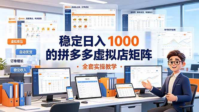（19253期）稳定日入 1000 的拼多多虚拟店矩阵，全套实操教学祝你网--专注互联网创业.信息差副业研究拒绝割韭菜祝你网