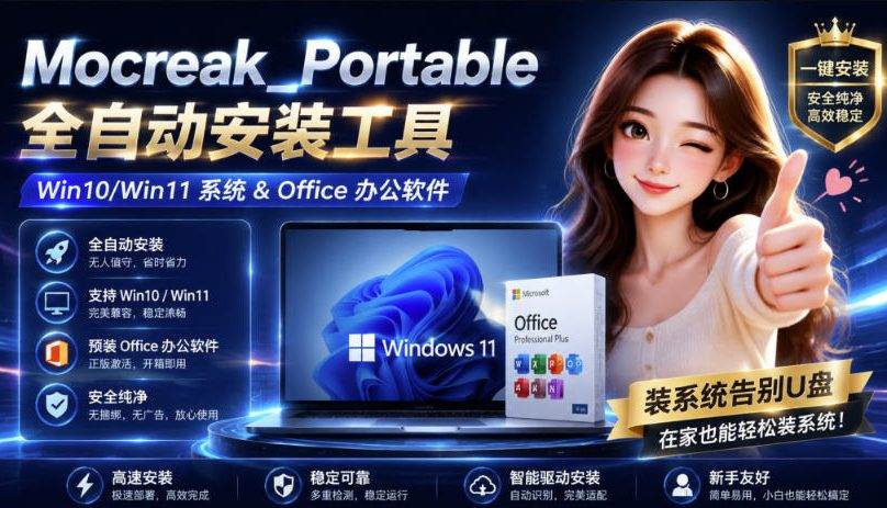 5be26b497e081912fab119ea66e33d81.jpeg (19970期)Mocreak全自动安装office和win10、win11系统,告别U盘装系统,使用安全可靠