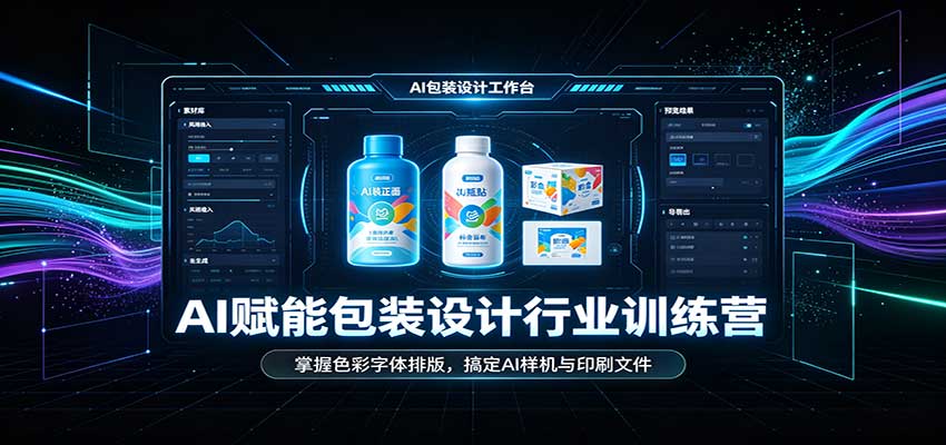 AI赋能包装设计行业训练营:掌握色彩字体排版,搞定AI样机与印刷文件祝你网--专注互联网创业.信息差副业研究拒绝割韭菜祝你网