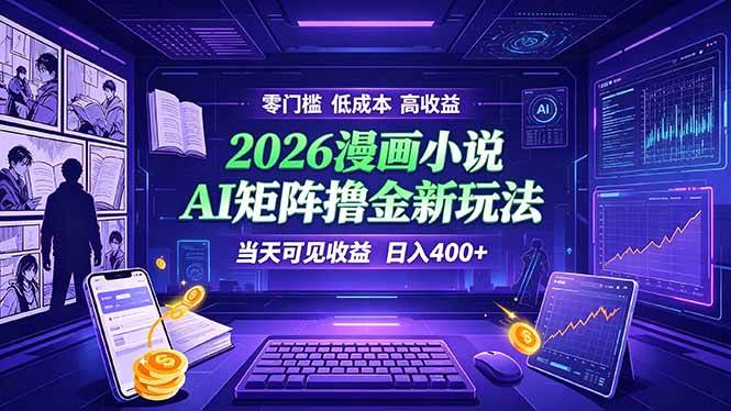 （19219期）爆款小说漫画大阅读 ai矩阵操作 当天可见收益 日入400+ 零门槛 高收益祝你网--专注互联网创业.信息差副业研究拒绝割韭菜祝你网