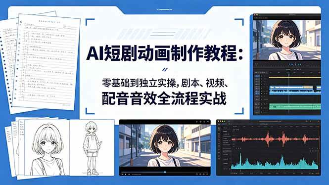 （18351期）AI短剧动画制作教程：零基础到独立实操，剧本、视频、配音音效全流程实战祝你网--专注互联网创业.信息差副业研究拒绝割韭菜祝你网
