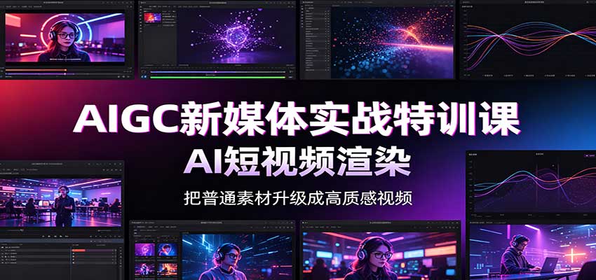 AIGC新媒体实战特训课：工具入门实操，AI短视频渲染，数字人商业视频制作祝你网--专注互联网创业.信息差副业研究拒绝割韭菜祝你网