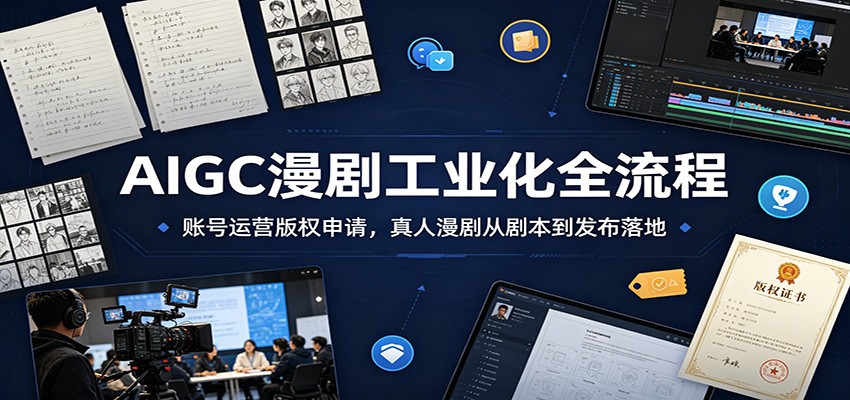 AIGC漫剧工业化全流程:账号运营版权申请,真人漫剧从剧本到发布落地祝你网--专注互联网创业.信息差副业研究拒绝割韭菜祝你网