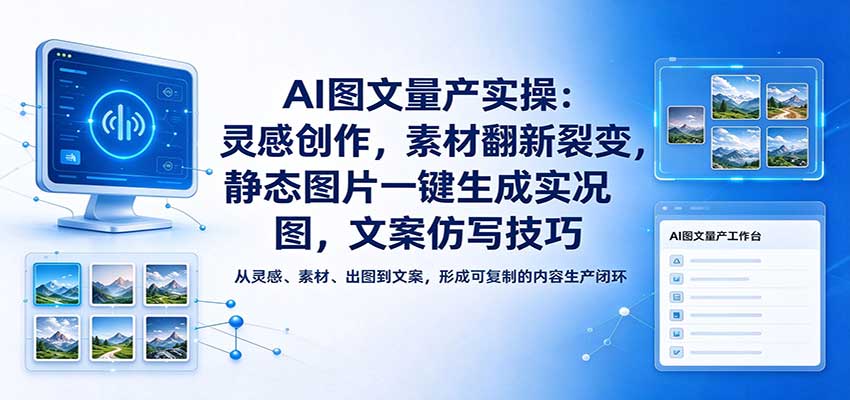 AI图文量产实操：灵感创作，素材翻新裂变，静态图片一键生成实况图，文案仿写技巧祝你网--专注互联网创业.信息差副业研究拒绝割韭菜祝你网