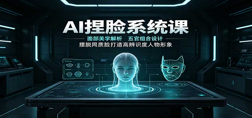 AI捏脸系统课：面部美学解析，五官组合设计，摆脱同质脸打造高辨识度人物形象祝你网--专注互联网创业.信息差副业研究拒绝割韭菜祝你网