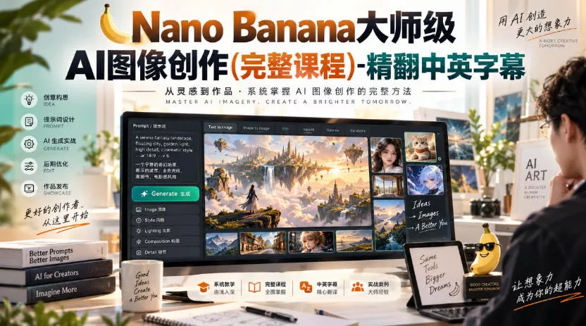 5f51b3afc5ea997bdcc786fca547a58b.webp 【无水印】Nano Banana大师级AI图像创作(完整课程)-精翻中英字幕