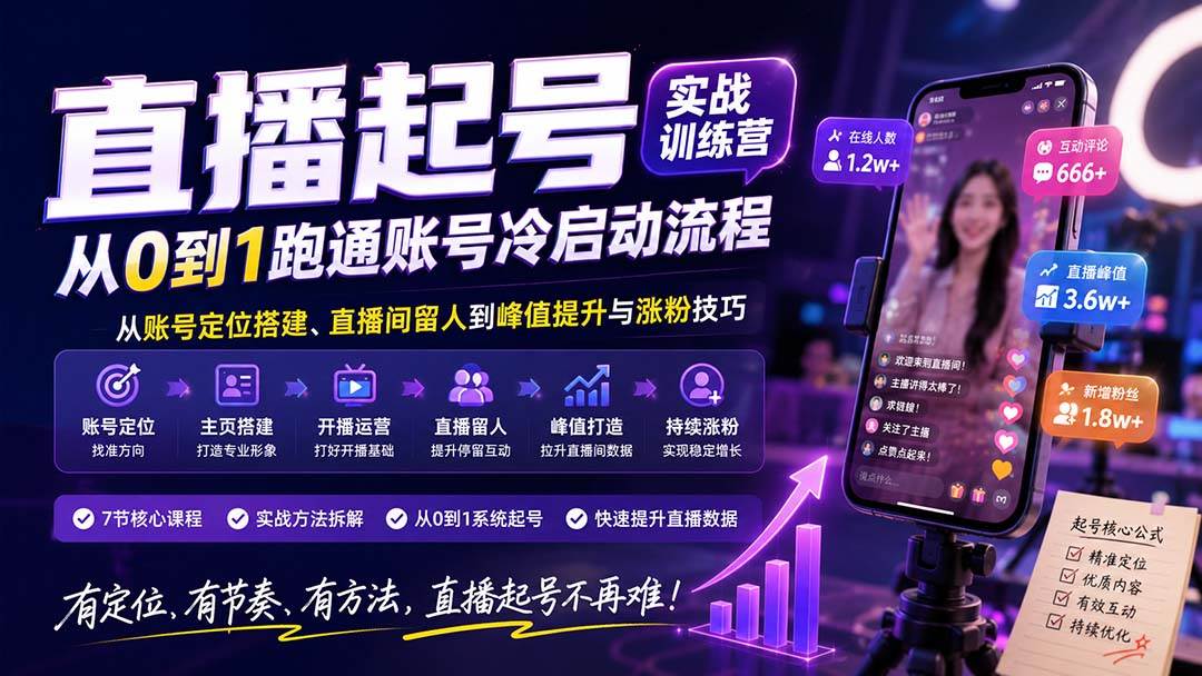 5f7a3bf4b0607be936abbe4909016633.jpeg (20117期)直播起号实战训练营:从账号定位搭建、直播间留人到峰值提升与涨粉技巧,系统跑通账号冷启动流程