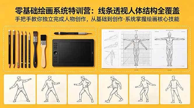 5f96f8be3f4f12e82a7f094ab91fbcc9.jpeg (18615期)零基础绘画系统特训营:线条透视人体结构全覆盖,手把手教你独立完成人物创作