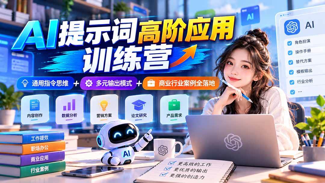 600dbca429733d4a33df69a5d88d52f2.jpeg (20823期)【无水印】AI提示词高阶应用训练营|通用指令思维+多元输出模式+商业行业案例全落地