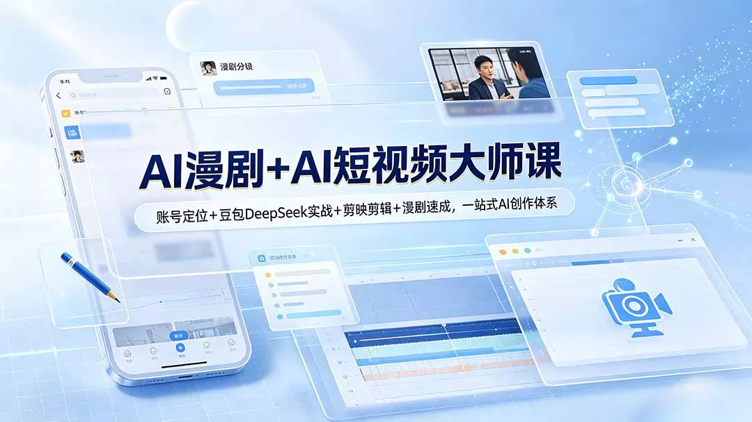 60311bca454529566b4133ac015b6640.webp AI漫剧+AI短视频大师课:账号定位+豆包DeepSeek实战+剪映剪辑+漫剧速成,一站式AI创作体系