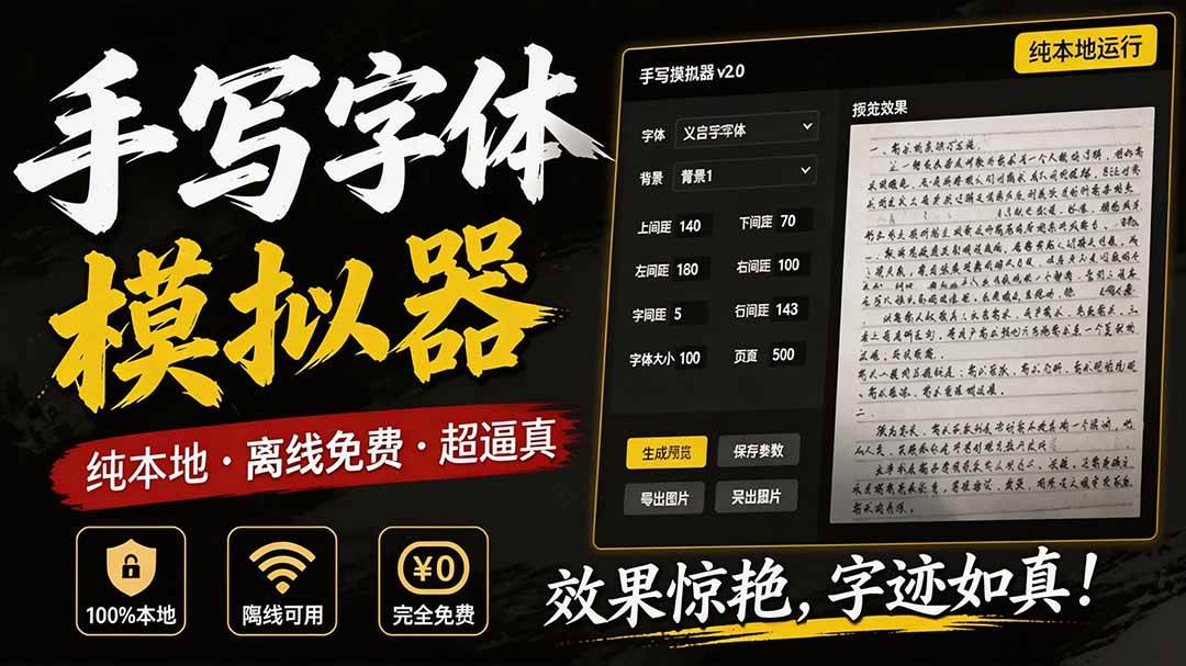 (19810期)罚抄神器!罚抄10万字都不在怕了,手写字体模拟生成器,附带新整理背景图和字体,纯本地离线运行祝你网--专注互联网创业.信息差副业研究拒绝割韭菜祝你网