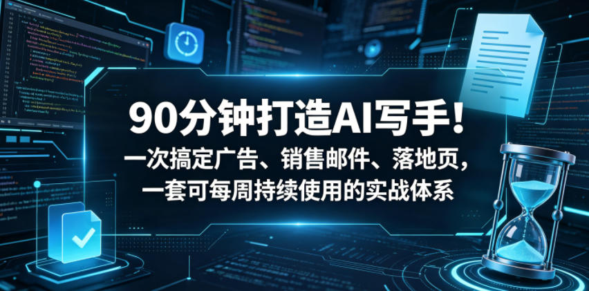 90分钟打造AI写手!一次搞定广告、销售邮件、落地页,一套可每周持续使用的实战体系【原创双语字幕】祝你网--专注互联网创业.信息差副业研究拒绝割韭菜祝你网