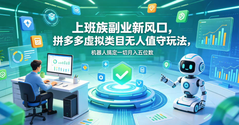 61a4b2df944d73d03b3e26251545a461.jpeg 上班族副业新风口,拼多多虚拟类目无人值守玩法,机器人搞定一切月入五位数【揭秘】