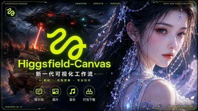 （18502期）Higgsfield Canvas AI视频制作详解，节点式工作流搭建，重构新式视频创作完整教程祝你网--专注互联网创业.信息差副业研究拒绝割韭菜祝你网