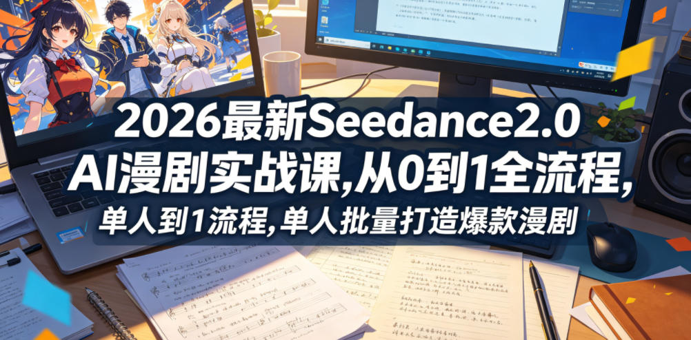 2026最新Seedance2.0 AI漫剧实战课,，从0到1全流程，单人批量打造爆款漫剧祝你网--专注互联网创业.信息差副业研究拒绝割韭菜祝你网