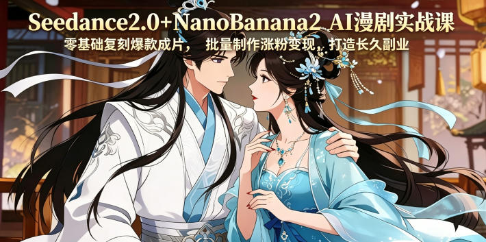 Seedance2.0+NanoBanana2 AI漫剧实战课，零基础复刻爆款成片涨粉变现，打造长久副业收益祝你网--专注互联网创业.信息差副业研究拒绝割韭菜祝你网