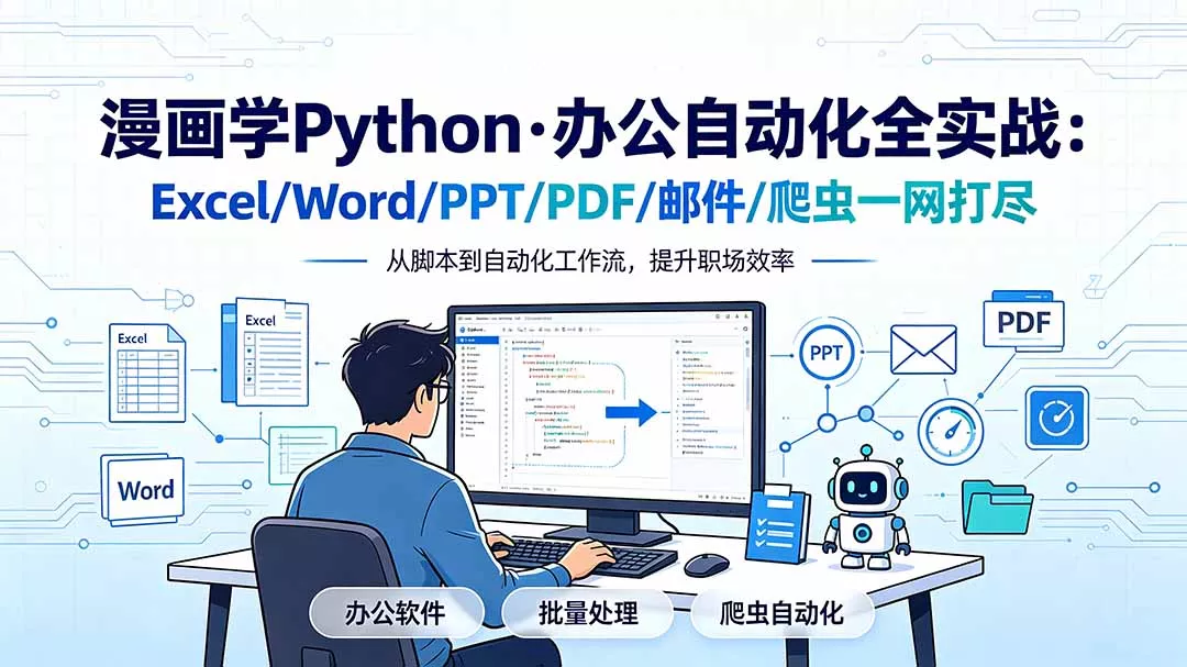6335daa0d93433d68aa35f4f02204159.webp 漫画学Python·办公自动化全实战:Excel/Word/PPT/PDF/邮件/爬虫一网打尽