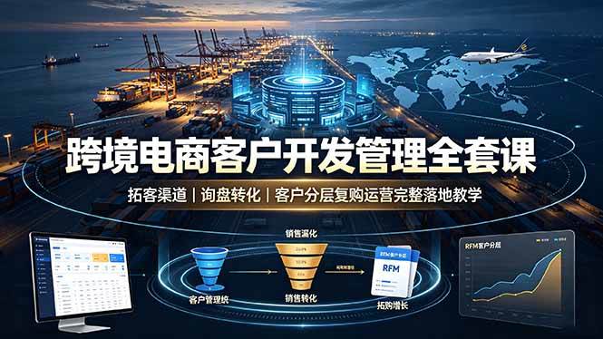 (19274期)跨境电商客户开发管理全套课·拓客渠道|询盘转化|客户分层复购运营完整落地教学祝你网--专注互联网创业.信息差副业研究拒绝割韭菜祝你网