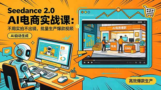 （18433期）Seedance 2.0 AI电商实战课：不用实拍不出镜，批量生产爆款视频打爆GMV祝你网--专注互联网创业.信息差副业研究拒绝割韭菜祝你网