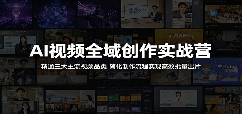 6547577015505728019d37cf4c328a36.jpeg AI视频全域创作实战营:精通三大主流视频品类,简化制作流程实现高效批量出片