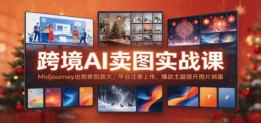 跨境AI卖图实战课：Midjourney出图修图放大，平台注册上传，爆款主题提升图片销量祝你网--专注互联网创业.信息差副业研究拒绝割韭菜祝你网