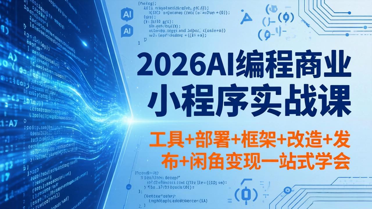 2026AI编程商业小程序实战课，工具+部署+框架+改造+发布+闲鱼变现一站式学会祝你网--专注互联网创业.信息差副业研究拒绝割韭菜祝你网
