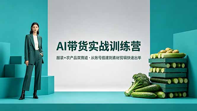 AI带货实战训练营，服装+农产品双赛道，从账号搭建到素材剪辑快速出单祝你网--专注互联网创业.信息差副业研究拒绝割韭菜祝你网