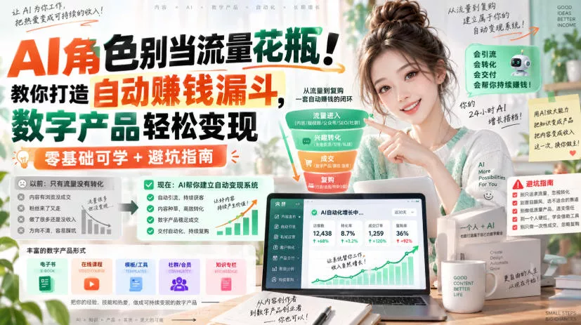 687007fedcfb7627d4038d15b7e59e20.webp AI角色别当流量花瓶!教你打造自动賺钱漏斗,数字产品轻松变现(零基础可学+避坑指南)【原创双语字幕】