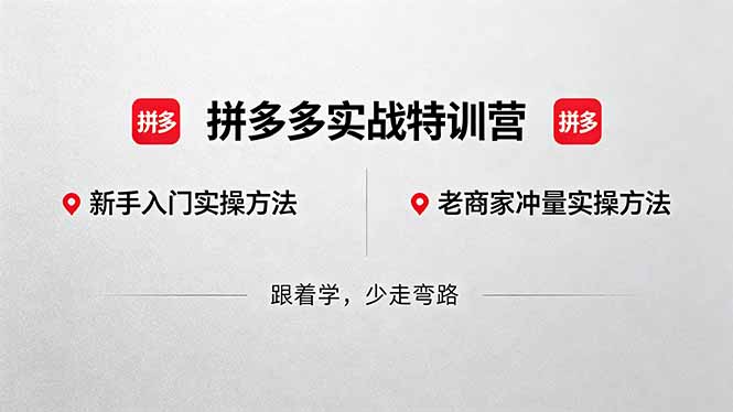 拼多多实战特训营(更新5月3祝你网--专注互联网创业.信息差副业研究拒绝割韭菜祝你网
