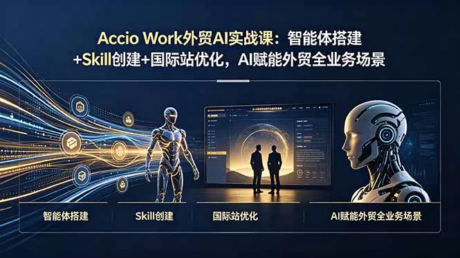 Accio Work外贸AI实战课：智能体搭建+Skill创建+国际站优化，AI赋能外贸全业务场景祝你网--专注互联网创业.信息差副业研究拒绝割韭菜祝你网