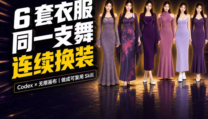 同一支舞，6套衣服按顺序切换：我把服装换装视频做成了一个Skill祝你网--专注互联网创业.信息差副业研究拒绝割韭菜祝你网