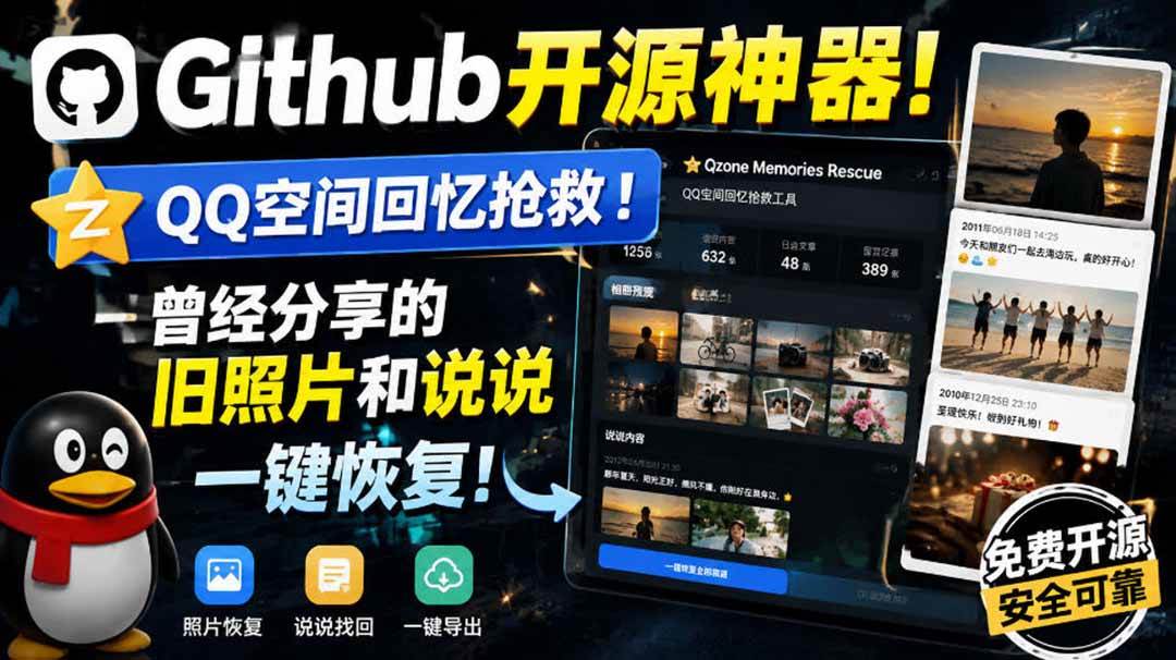 （20181期）Github开源神器！QQ空间回忆抢救！曾经分享的旧照片和说说一键恢复！祝你网--专注互联网创业.信息差副业研究拒绝割韭菜祝你网