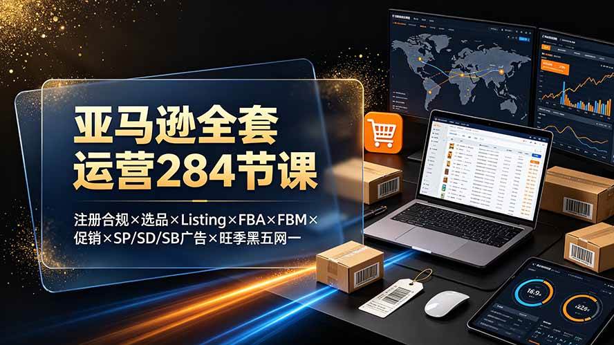 (19410期)亚马逊全套运营284节课:注册合规×选品×Listing×FBA×FBM×促销×SP/SD/SB广告×旺季黑五网一祝你网--专注互联网创业.信息差副业研究拒绝割韭菜祝你网