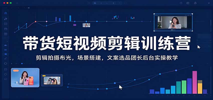 带货短视频剪辑训练营：剪辑拍摄布光，场景搭建，文案选品团长后台实操教学祝你网--专注互联网创业.信息差副业研究拒绝割韭菜祝你网