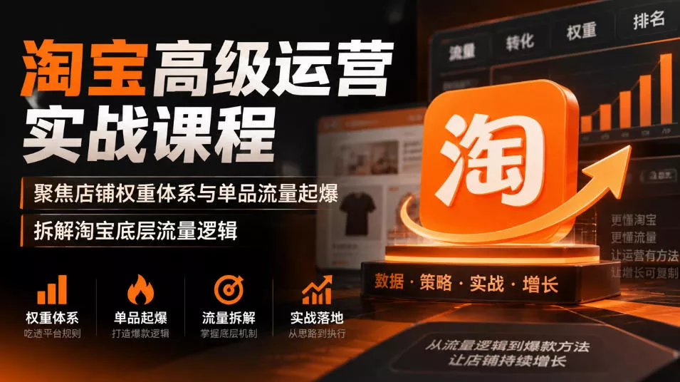 6c99cfcd66d30a22245bfd1e4c4afee9.webp 淘宝高级运营实战课程,聚焦店铺权重体系与单品流量起爆,拆解淘宝底层流量逻辑