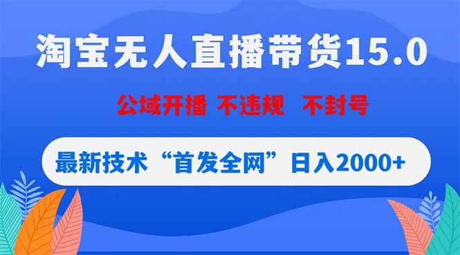 （18562期）淘宝无人直播带货15.0，不封号，不违规，公域玩法，首发全网日入2000+祝你网--专注互联网创业.信息差副业研究拒绝割韭菜祝你网