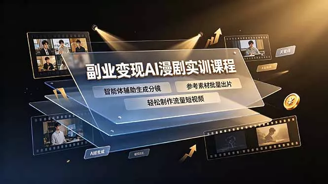 副业变现AI漫剧实训课程,智能体辅助生成分镜,参考素材批量出片,轻松制作流量短视频祝你网--专注互联网创业.信息差副业研究拒绝割韭菜祝你网