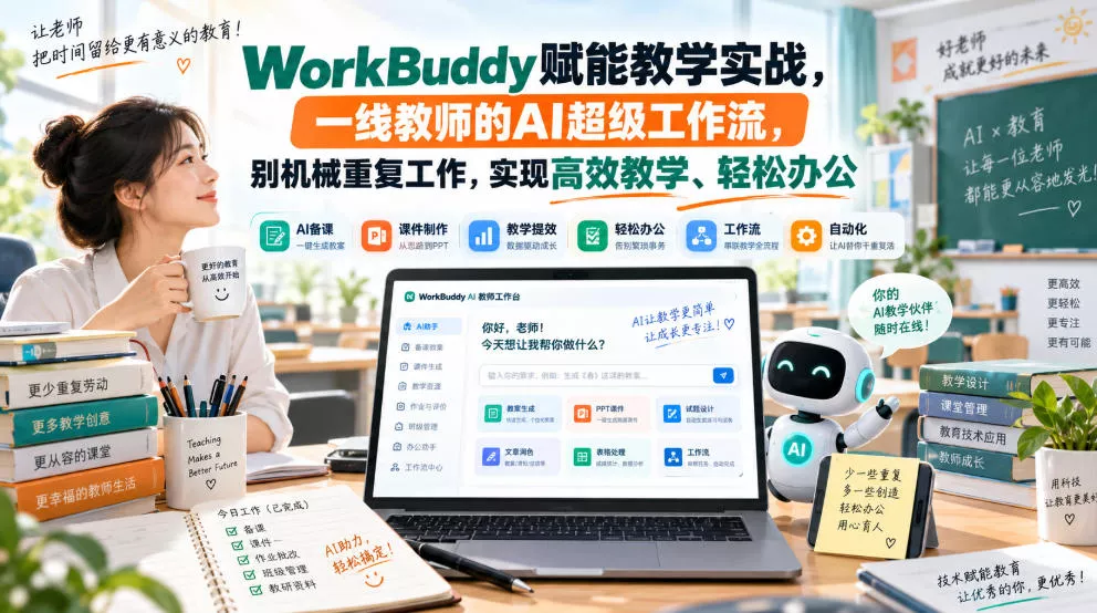 6eba198c0d1dd80c60ea5a5fbffb8b02.webp WorkBuddy赋能教学实战,一线教师的AI超级工作流,别机械重复工作,实现高效教学、轻松办公