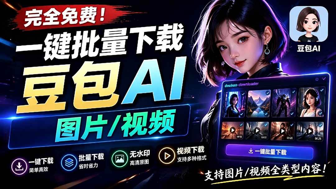 （19107期）Github最新发布！一键批量下载豆包AI无水印图片/视频，简单易用，自动解析提示词，doubao-downloader祝你网--专注互联网创业.信息差副业研究拒绝割韭菜祝你网