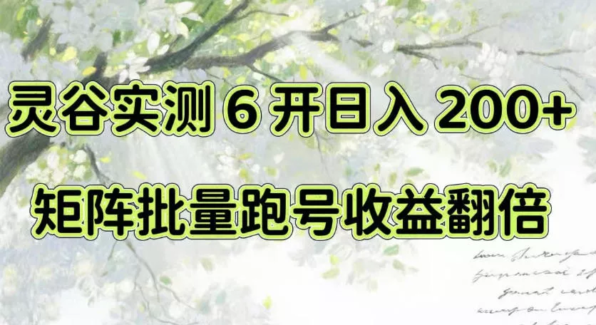 一台电脑就能做!灵谷实测6开日入200+,矩阵批量跑号收益翻倍【揭秘】祝你网--专注互联网创业.信息差副业研究拒绝割韭菜祝你网