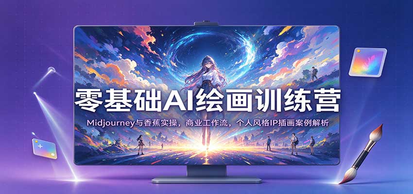 零基础AI绘画训练营：Midjourney与香蕉实操，商业工作流，个人风格IP插画案例解析祝你网--专注互联网创业.信息差副业研究拒绝割韭菜祝你网