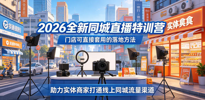 2026全新同城直播特训营,门店可直接套用的落地方法,助力实体商家打通线上同城流量渠道祝你网--专注互联网创业.信息差副业研究拒绝割韭菜祝你网